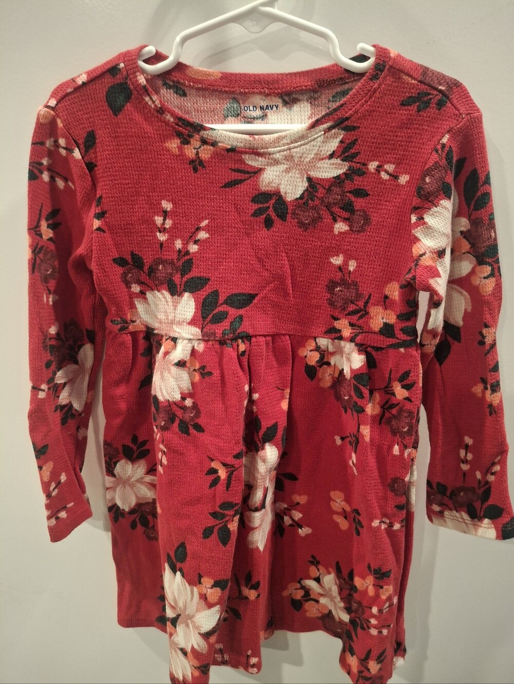 Old Navy Red Floral Long-Sleeve Casual Dress